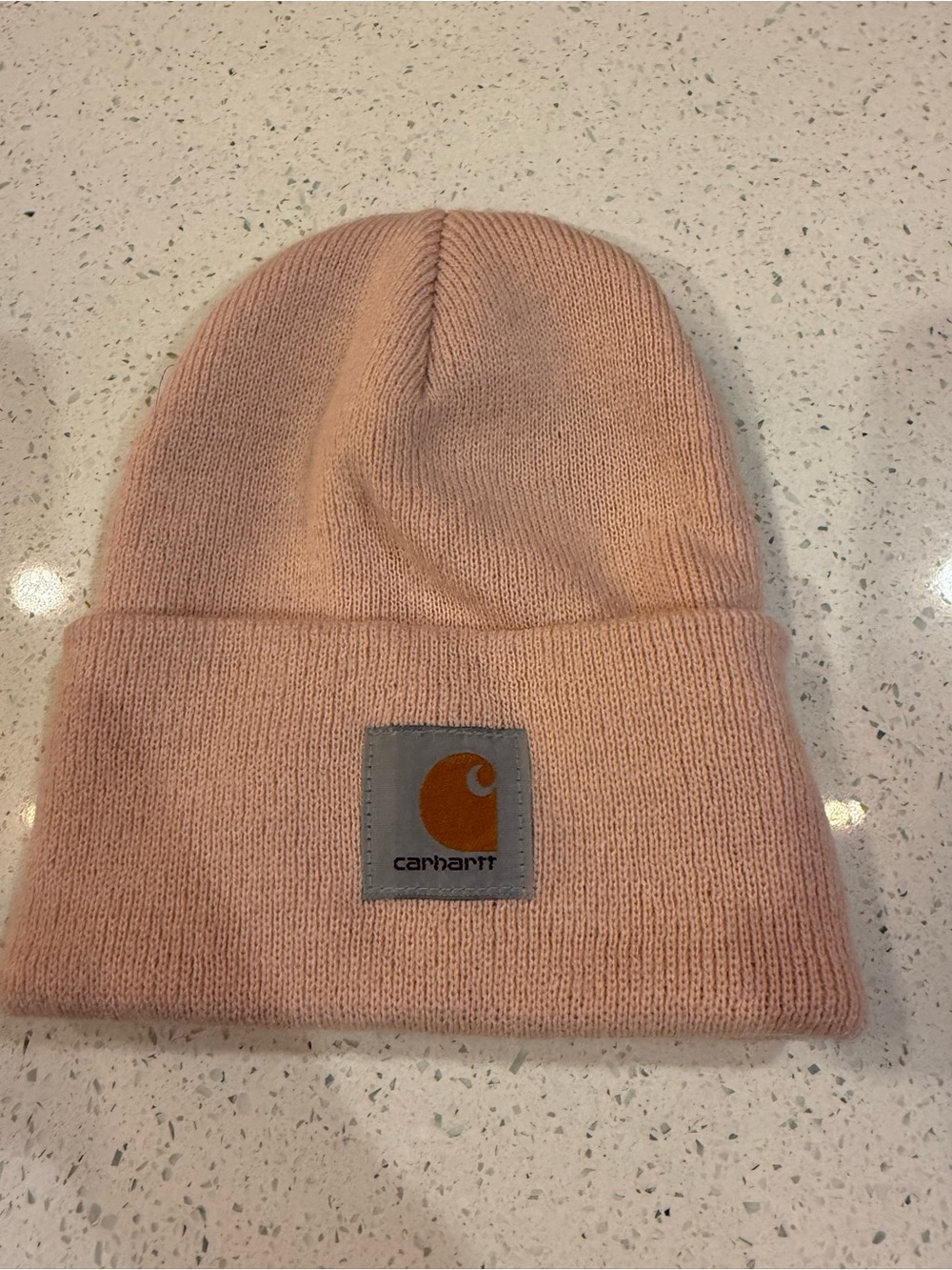 Carhartt Pink Cuffed Knit Beanie with Logo Patch
